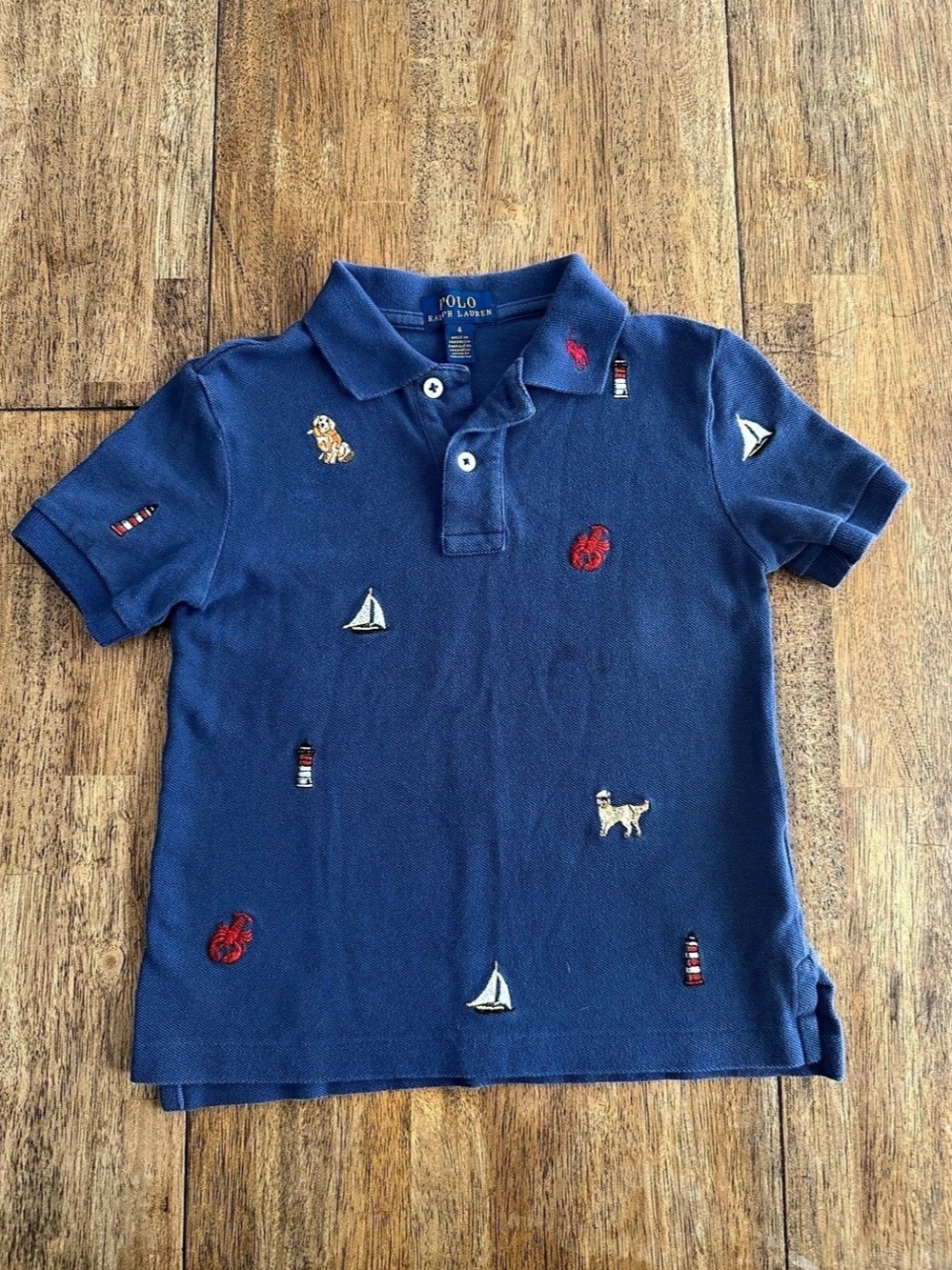 Toddler Boys Blue Nautical Embroidered Polo by Polo Ralph Lauren for Kids